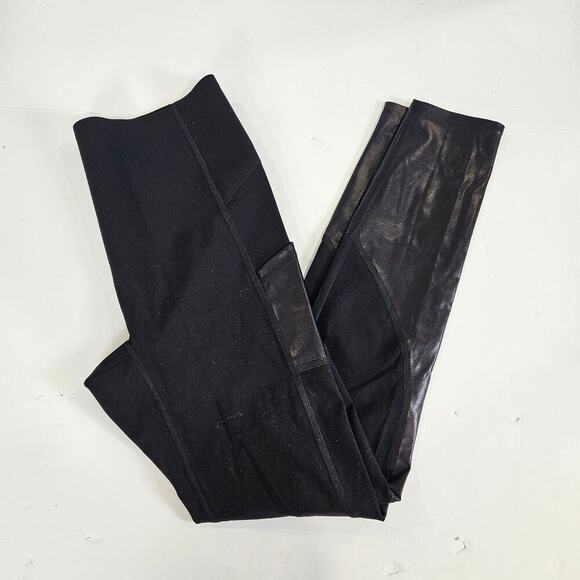 SPANX Black Moto Ponte Faux Leather Leggings - Small - Picture 1 of 6
